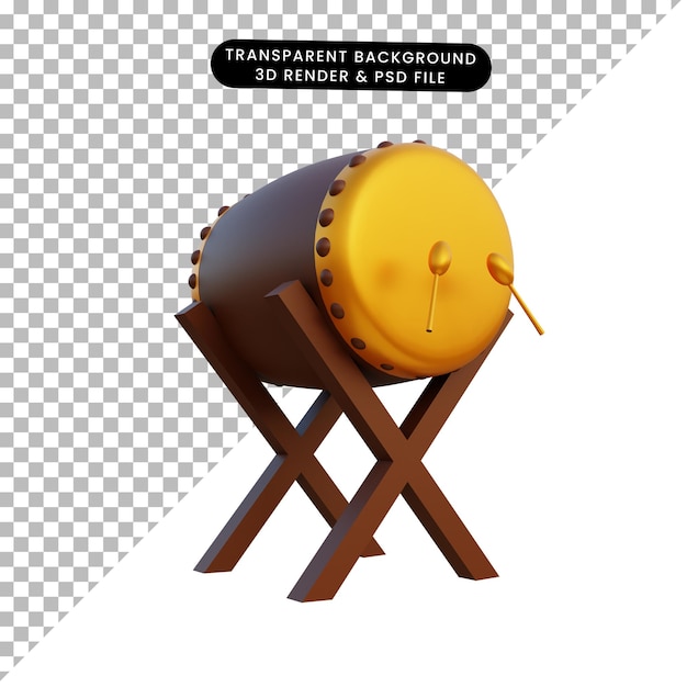 PSD 3d illustration drum islamic