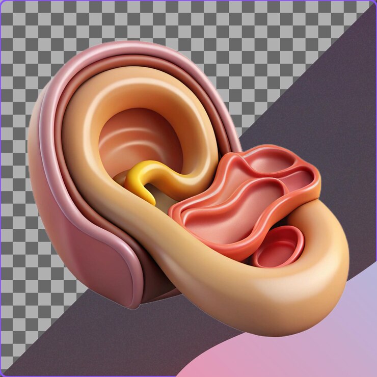 PSD 3d illustration of ear anatomy