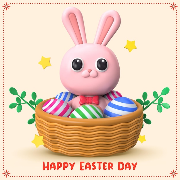 3d illustration for easter day celebration easter banner template