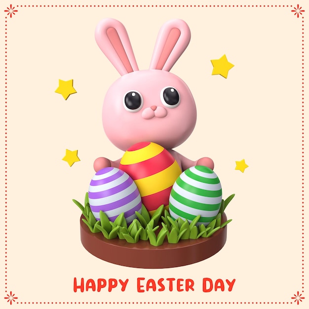 3d illustration for easter day celebration easter banner template