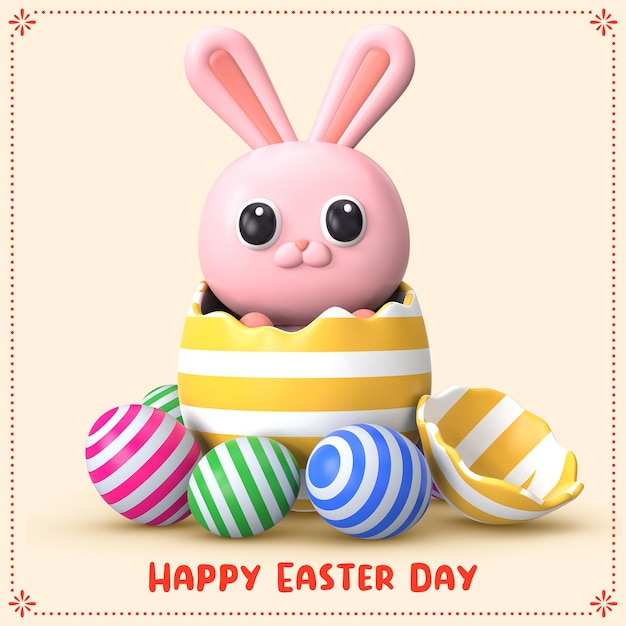 PSD 3d illustration for easter day celebration easter banner template