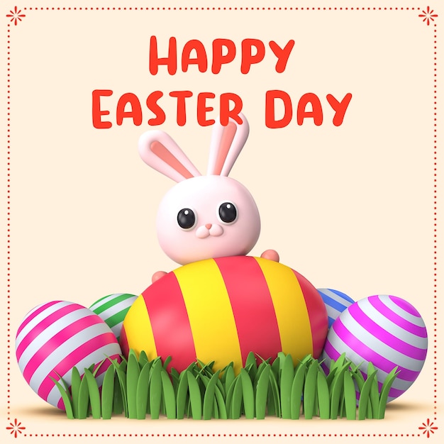 3d illustration for easter day celebration easter banner template