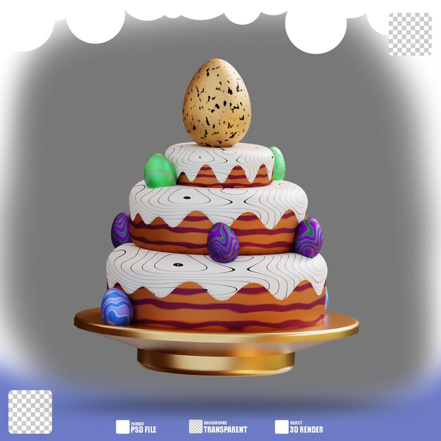 PSD illustrazione 3d della torta dell'uovo di pasqua 2