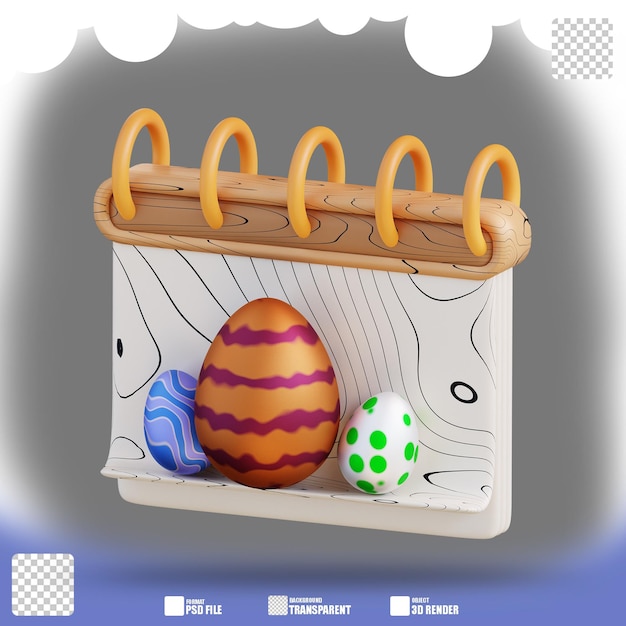 Illustrazione 3d di un calendario 2 dell'uovo di pasqua