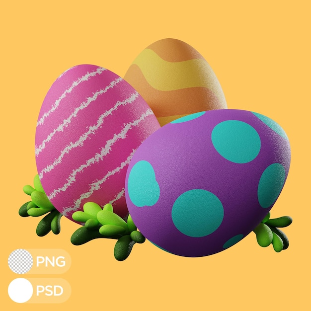 PSD illustrazione 3d colorazione delle uova di pasqua