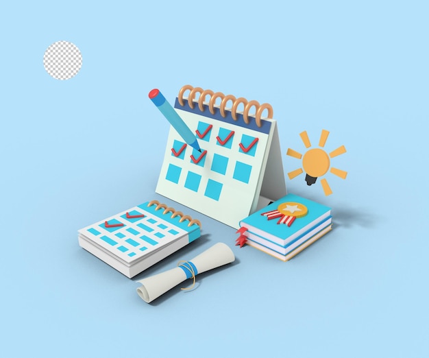 3d Иллюстрация расписания обучения
