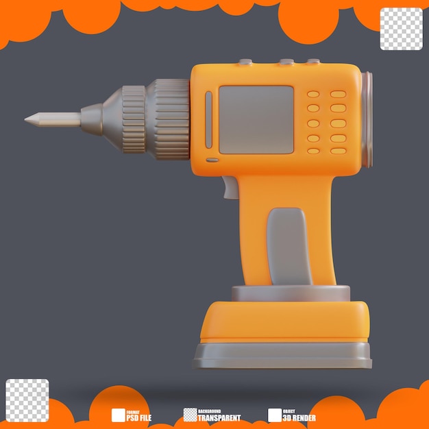 PSD 3d illustration of electric drill 4