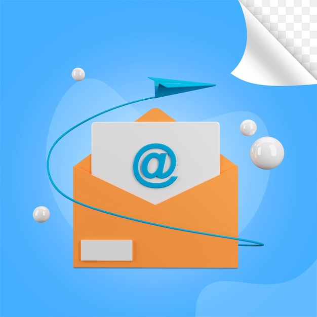 PSD illustrazione 3d del concetto di messaggio di email marketing