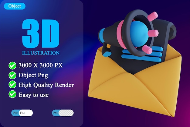 PSD 3d illustration email marketing