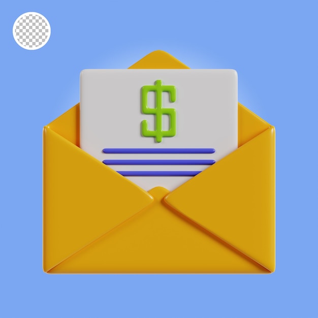 3d illustration of email payment business icon