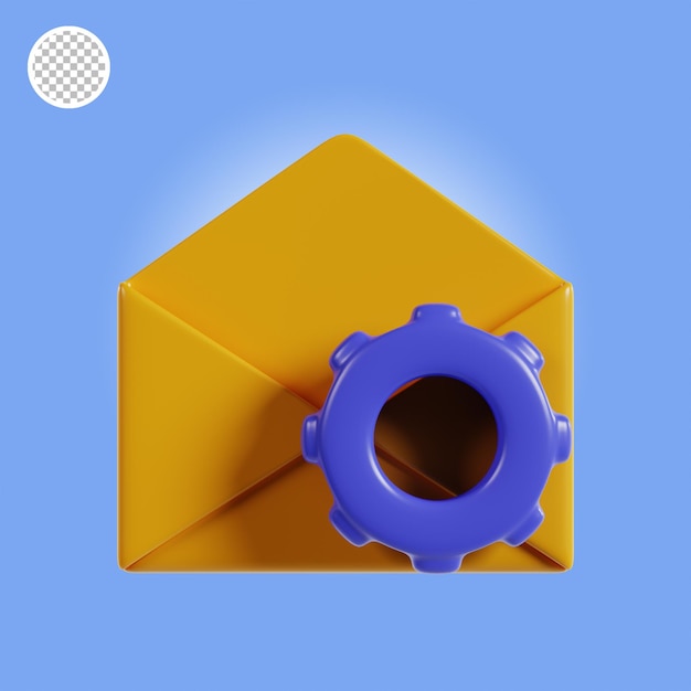 3d illustration of email setting business icon