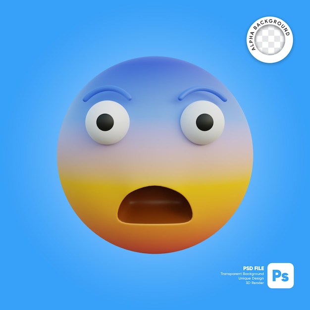 Illustrazione 3d espressione di emoticon faccia timorosa