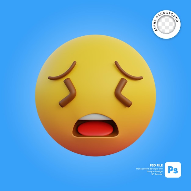 PSD 3d illustration emoticon expression very persevering face