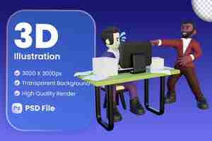 PSD 3d illustration of employee getting laughed by boss