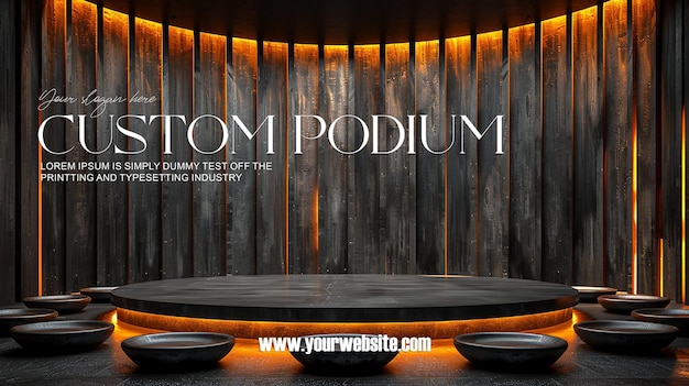 PSD 3d illustration empty podium with abstact background very realistic front view mock up