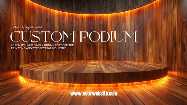 PSD 3d illustration empty podium with abstact background very realistic front view mock up