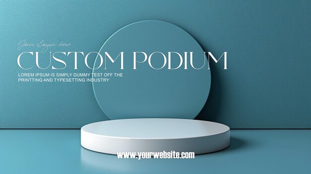 PSD 3d illustration empty podium with abstact background very realistic front view mock up