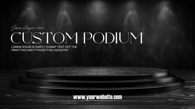 PSD 3d illustration empty podium with abstact background very realistic front view mock up