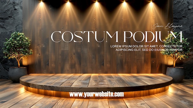 PSD 3d illustration empty podium with abstact background very realistic front view mock up