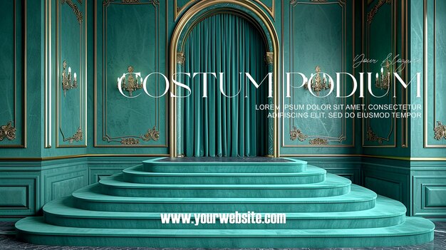 PSD 3d illustration empty podium with abstact background very realistic front view mock up