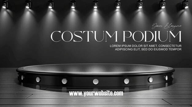 PSD 3d illustration empty podium with abstact background very realistic front view mock up