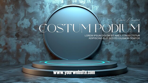 PSD 3d illustration empty podium with abstact background very realistic front view mock up