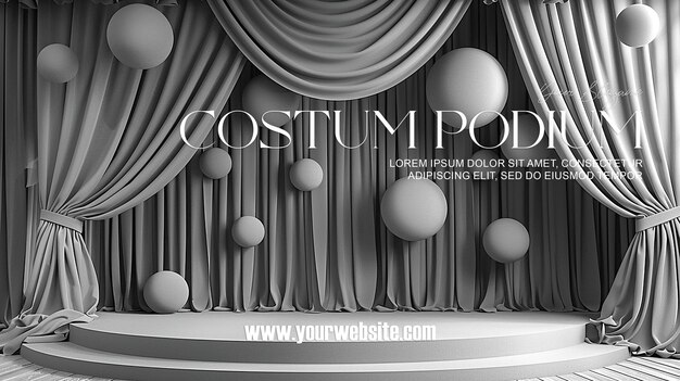 3d illustration empty podium with abstact background very realistic front view mock up