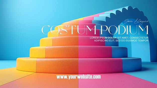 PSD 3d illustration empty podium with abstact background very realistic front view mock up