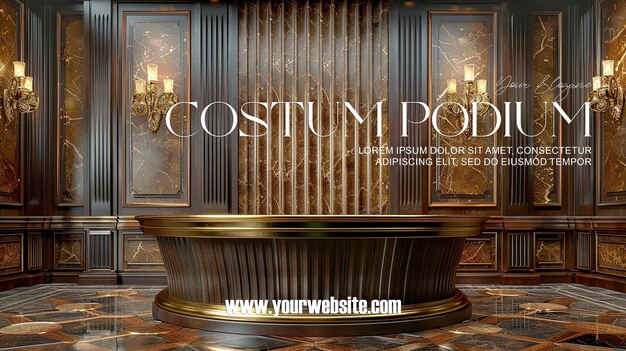 PSD 3d illustration empty podium with abstact background very realistic front view mock up