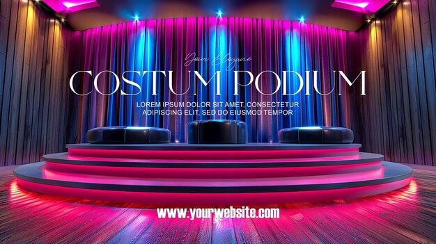 PSD 3d illustration empty podium with abstact background very realistic front view mock up