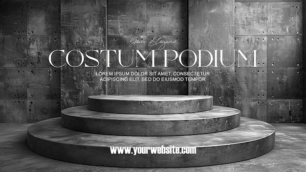 PSD 3d illustration empty podium with abstact background very realistic front view mock up