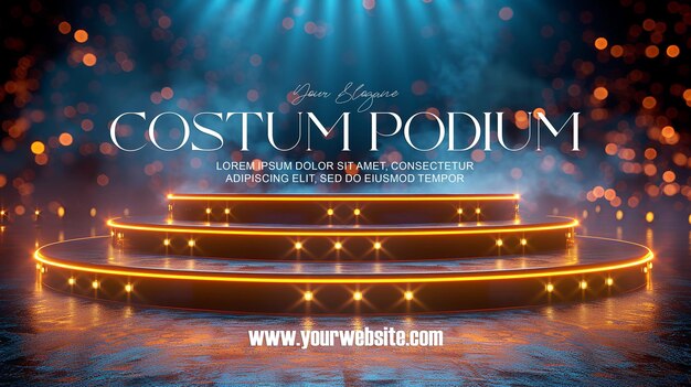 PSD 3d illustration empty podium with abstact background very realistic front view mock up