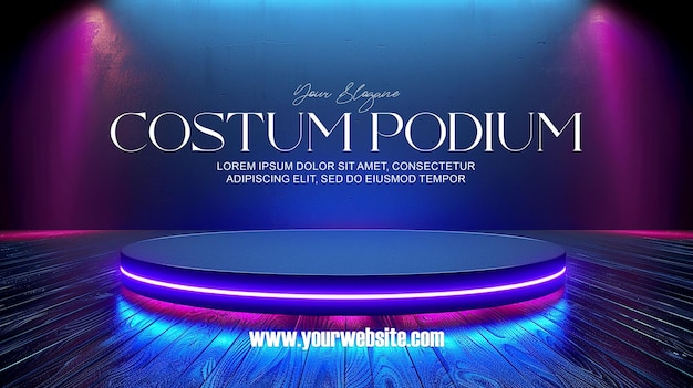 PSD 3d illustration empty podium with abstact background very realistic front view mock up