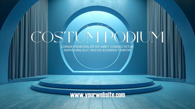 PSD 3d illustration empty podium with abstact background very realistic front view mock up