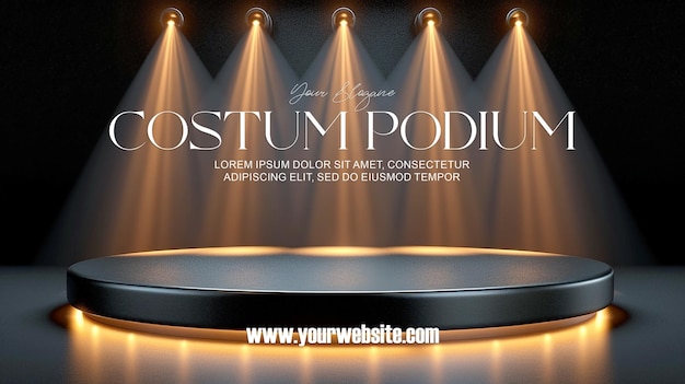 3d illustration empty podium with abstact background very realistic front view mock up