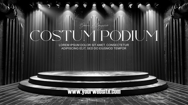 PSD 3d illustration empty podium with abstact background very realistic front view mock up