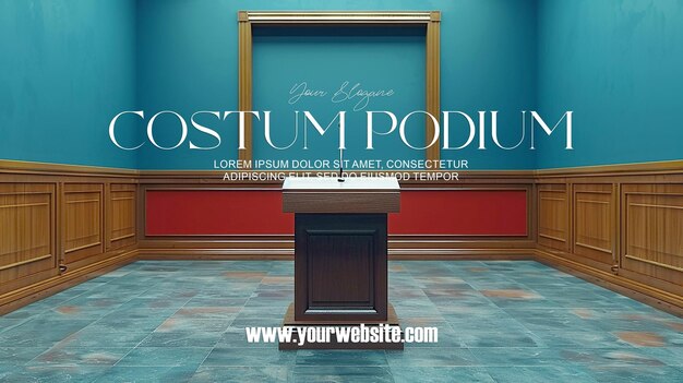 PSD 3d illustration empty podium with abstact background very realistic front view mock up