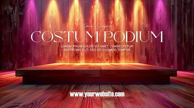 PSD 3d illustration empty podium with abstact background very realistic front view mock up