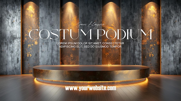 PSD 3d illustration empty podium with abstact background very realistic front view mock up