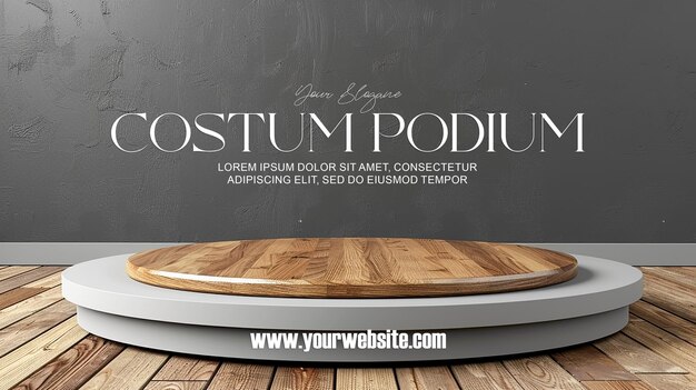 PSD 3d illustration empty podium with abstact background very realistic front view mock up