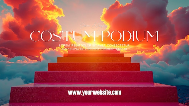 PSD 3d illustration empty podium with abstact background very realistic front view mock up