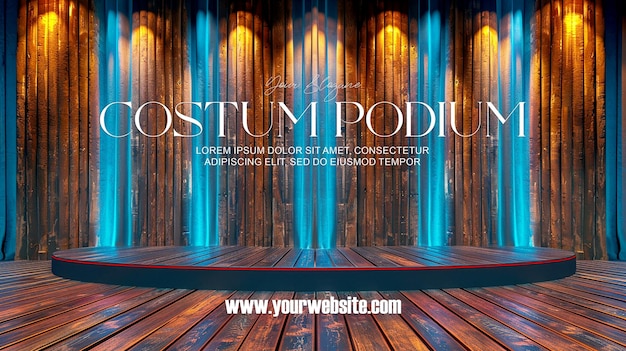 PSD 3d illustration empty podium with abstact background very realistic front view mock up