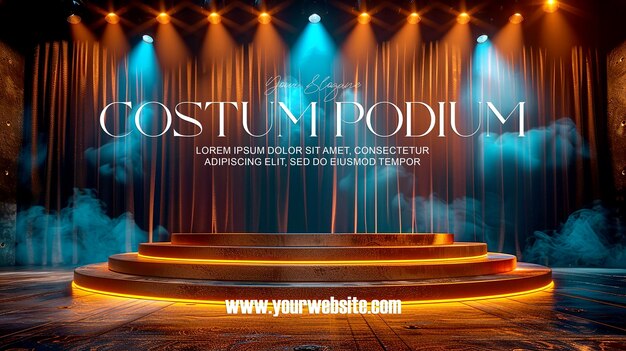 PSD 3d illustration empty podium with abstact background very realistic front view mock up