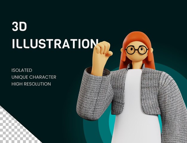 3d illustration encouraging pose