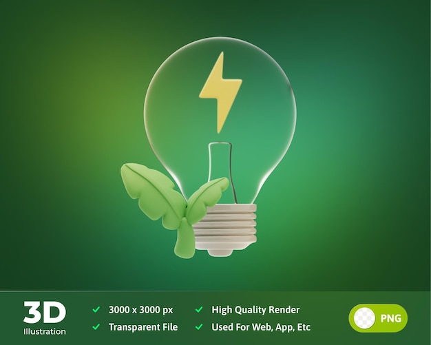 PSD 3d illustration energy saving renewable