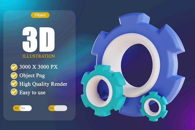 PSD 3dイラストレーションエンジニアリングとギア