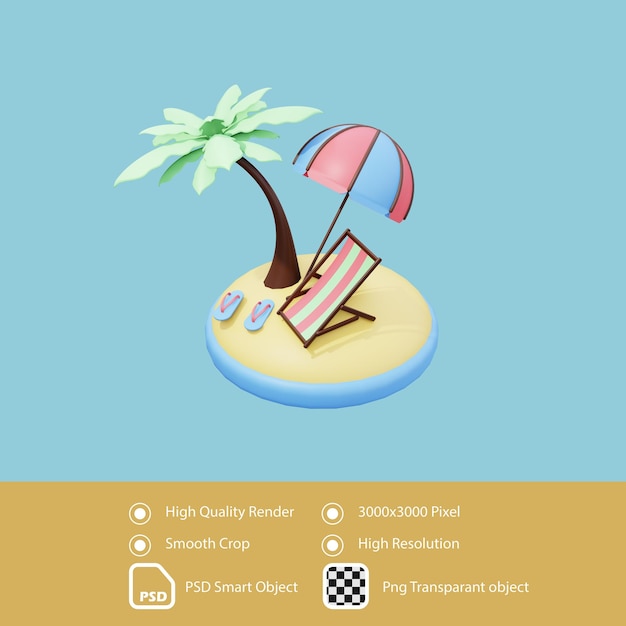 3d illustration enjoy summer on the beach