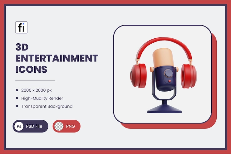 PSD 3d illustration entertainment game and fun podcast