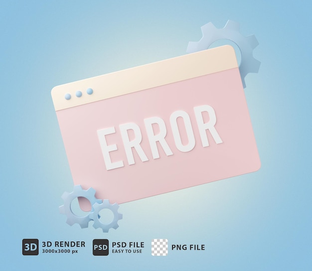 PSD 3d illustration error page