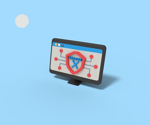 PSD 3d illustration of error security password input